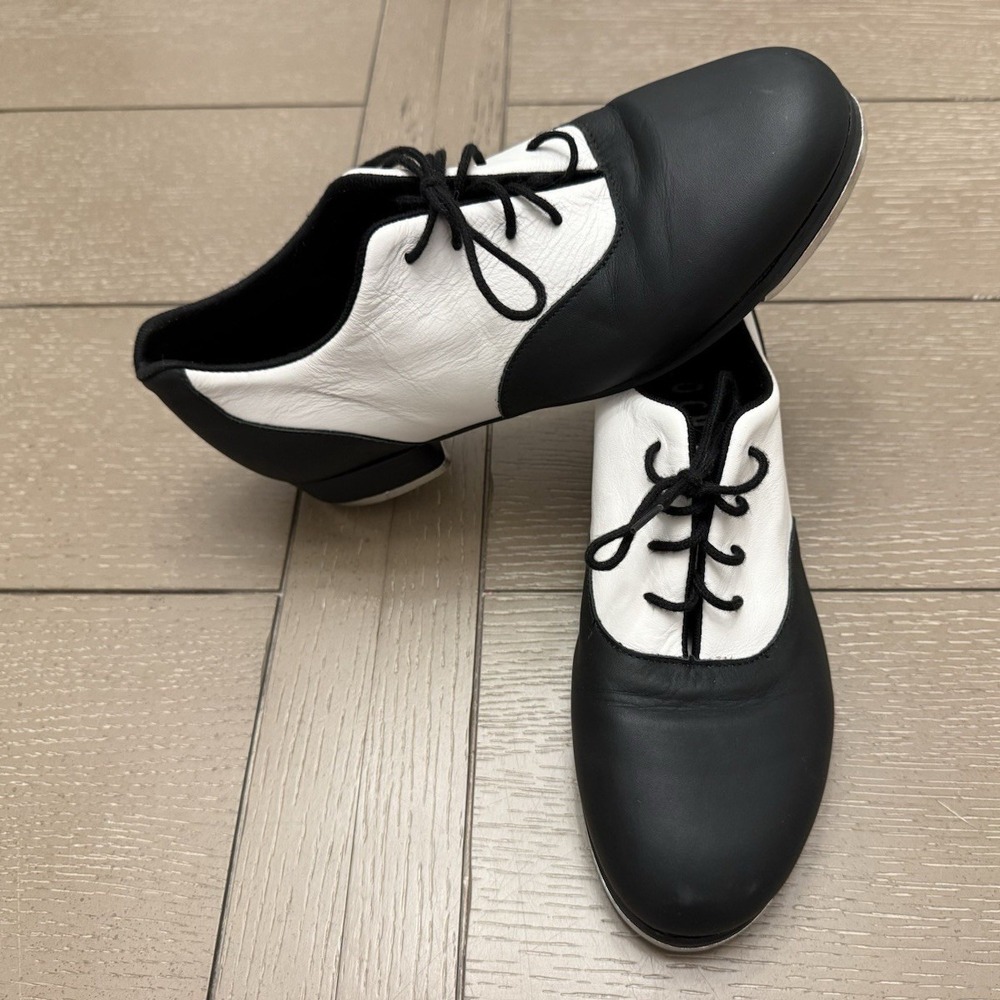 Bloch Chloe and Maud Black and White Lace-Up Tap Dance Shoes size 8M